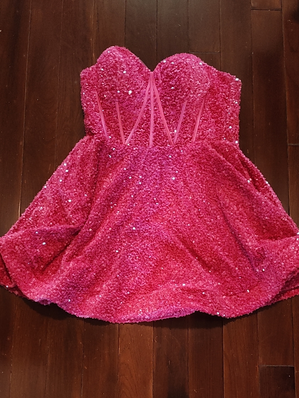 Sparkle Strapless Party Dress - Hot Pink Size 8